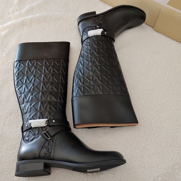 Michael Kors black kincaid embossed riding boots. Size 7.5 - Picture 6 of 12
